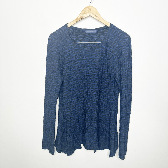 CUT LOOSE Long Sleeve Tunic Textured Lagenlook Art To Wear blue womens Small s - Picture 2 of 7